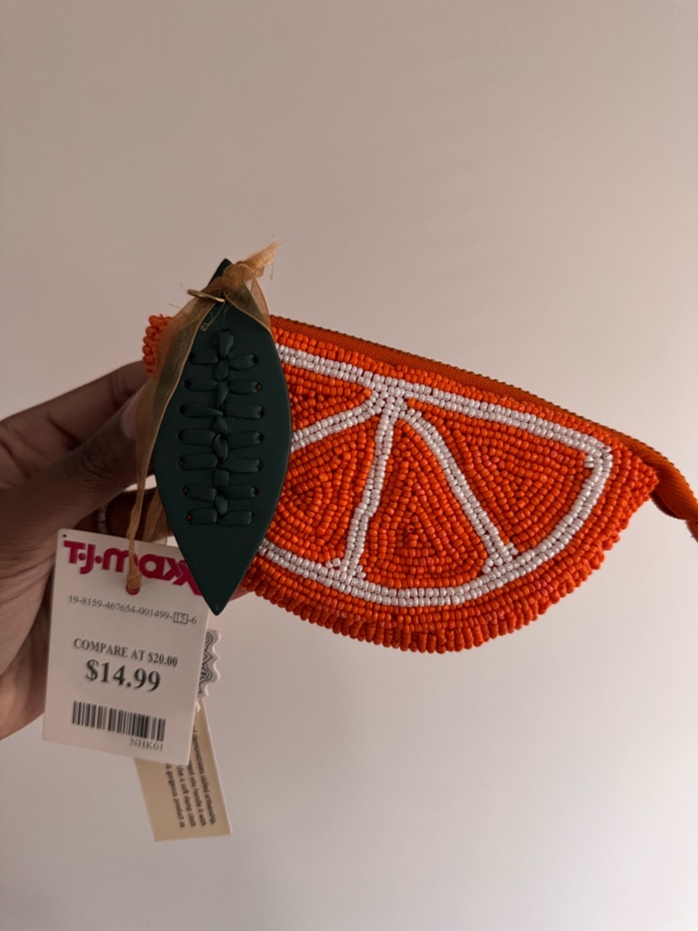 Orange Slice Beaded Wristlet - Orange & White - Picture 2 of 4